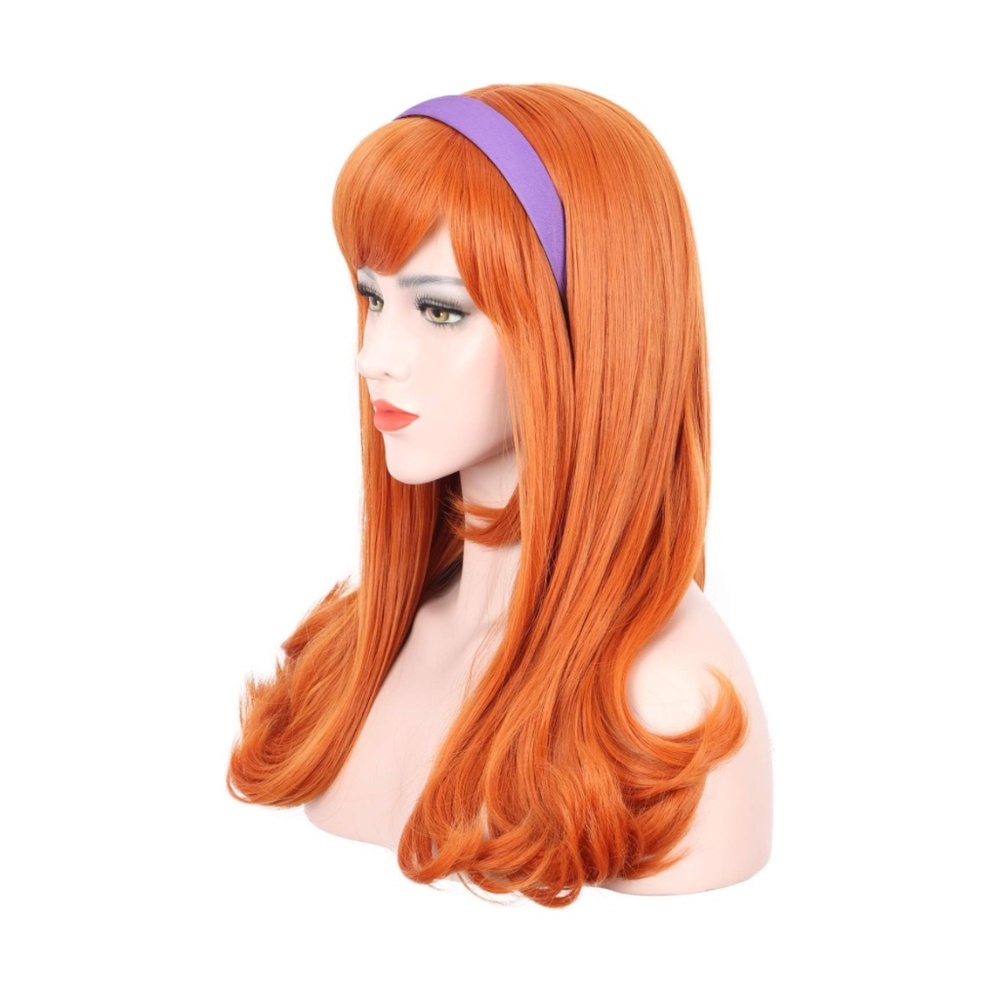 Adult Women Long Curly Orange Bangs Daphne Wig